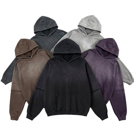 Vintage Washed Panel Hoodie 370GSM